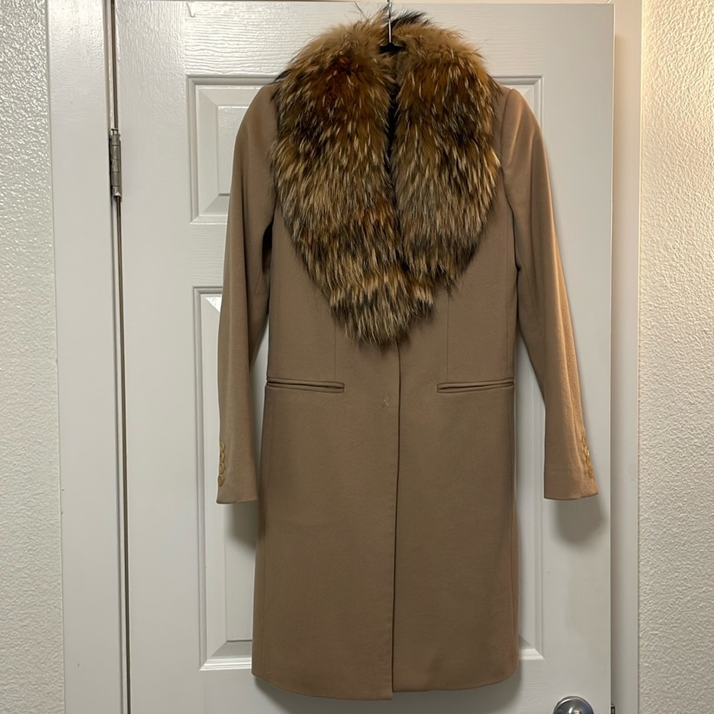 Joseph Wool Coat with Fur Collar